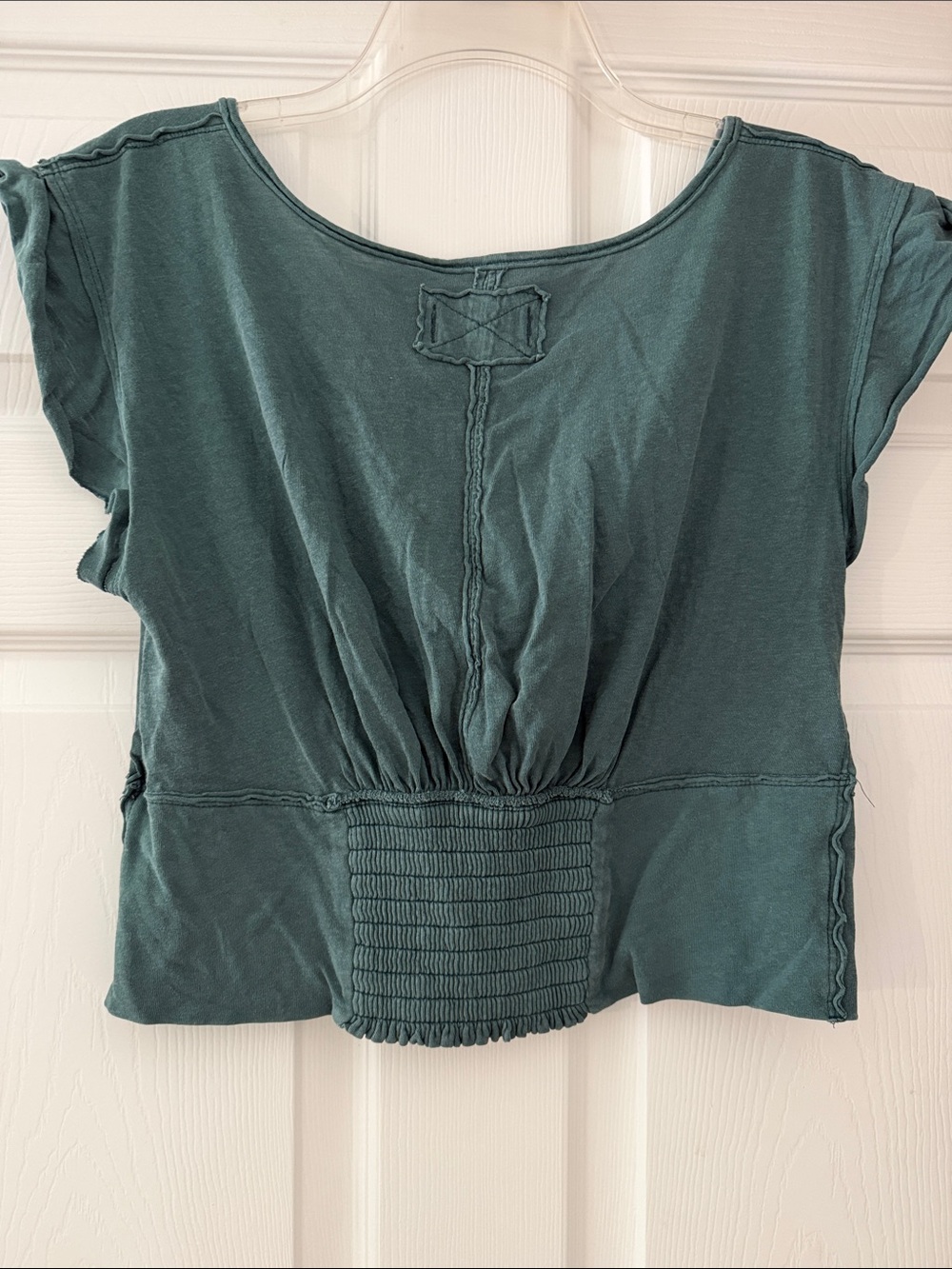 We The Free Deep V Short Sleeve Top in Teal Green - Picture 3 of 3